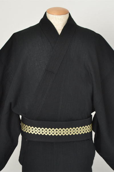 浴衣［164-172ｃｍ］黒地のちじみ
