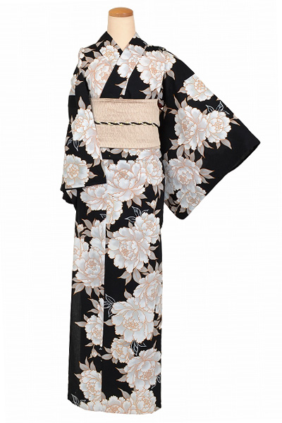 ゆかた(黒地・ぼたん)