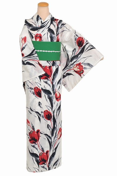 ゆかた(白地・チュ-リップ)