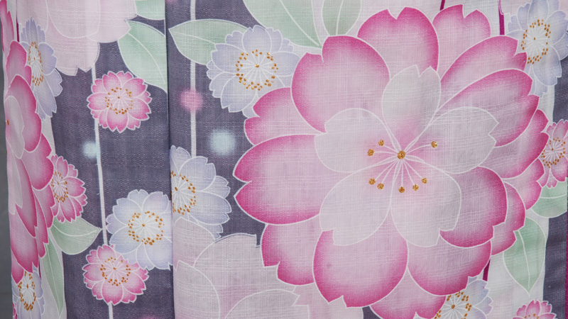 ゆかた(矢絣・桜)