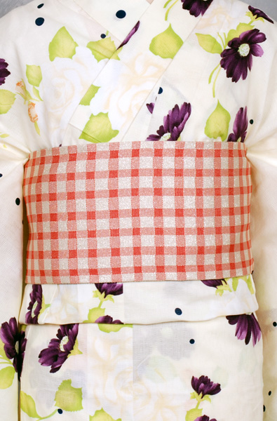 ゆかた(クリーム・薔薇)