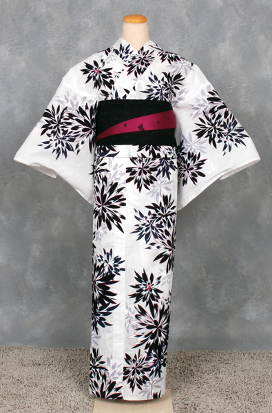 ゆかた(白地・花)