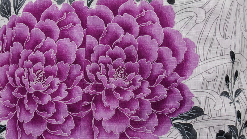 ゆかた(白・ぼたん)