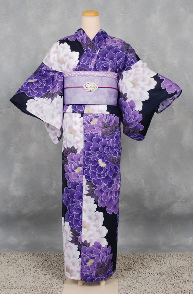 ゆかた(紫・ぼたん)