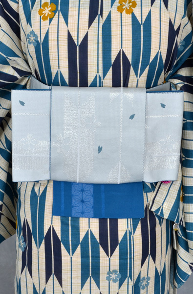 浴衣(矢絣・銀矢絣リバーシブル帯)