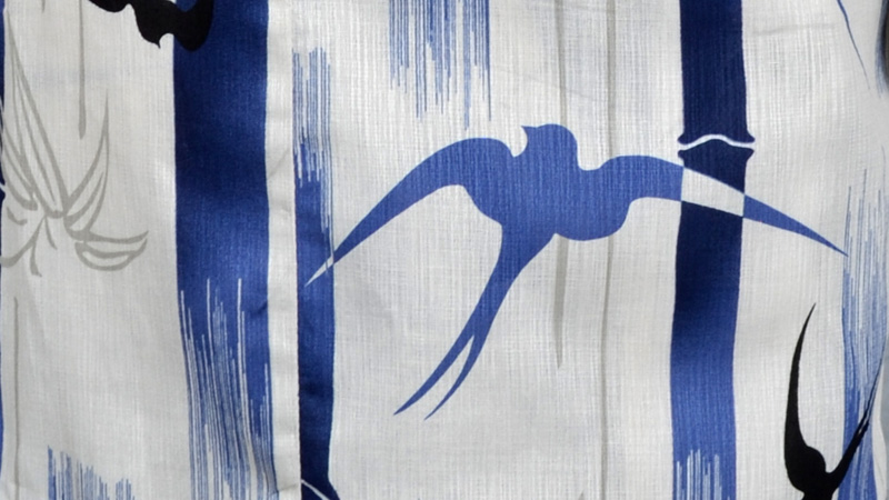 浴衣(竹に燕・麻の葉柄帯)