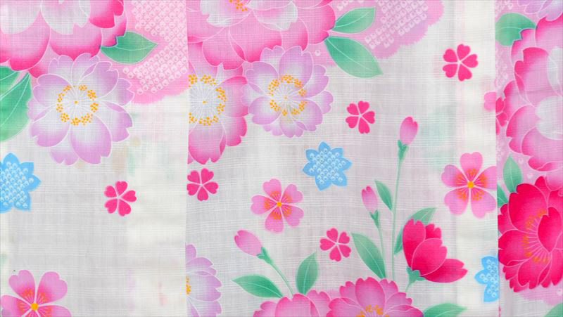 浴衣[白地・花]