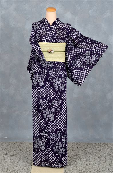 浴衣(染絞り・紗半幅帯)