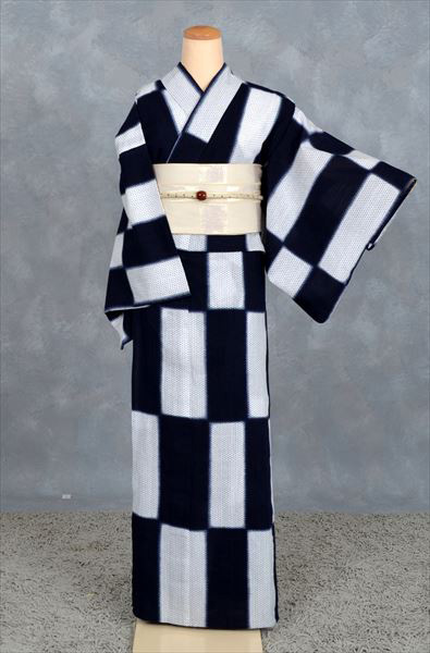 浴衣(藍染・市松)