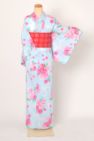浴衣[バラ・リボン]