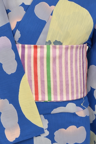 浴衣(ツモリチサト・月にカエル・縞半幅帯)