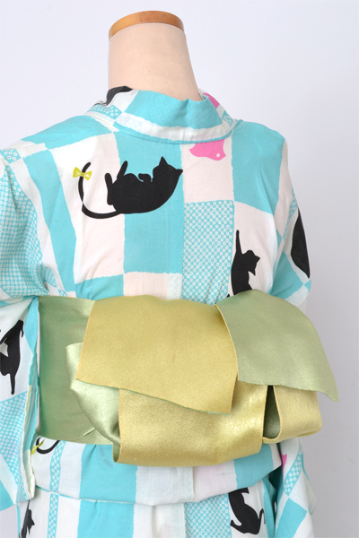 浴衣[市松・黒猫]