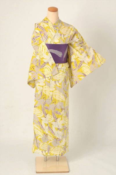 浴衣［黄色の百合模様］