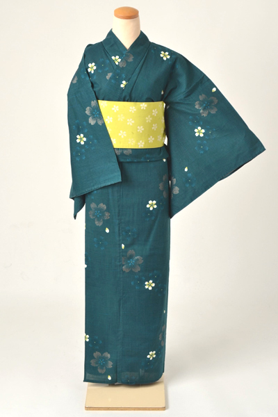 浴衣［深緑の桜模様］