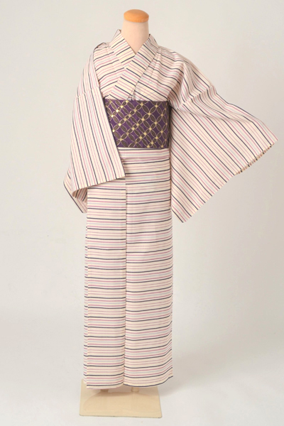 浴衣［生成りの横縞模様］