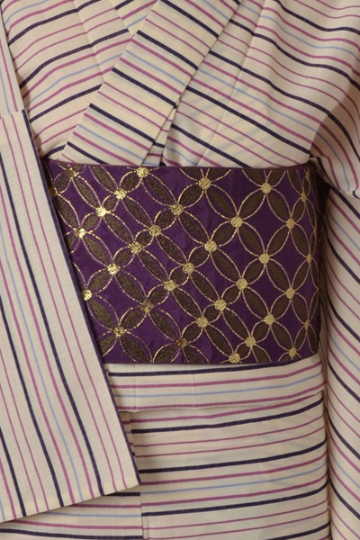 浴衣［生成りの横縞模様］