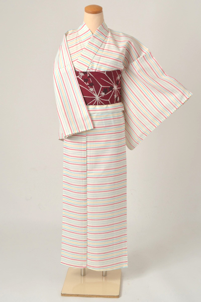浴衣［生成りの横縞模様］