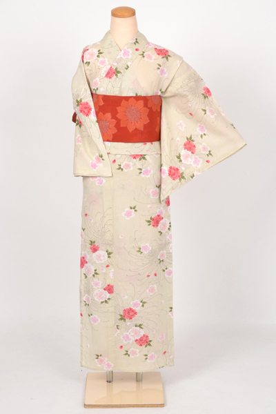 浴衣［ﾍﾟﾊﾟｰﾒﾝﾄｸﾞﾘｰﾝの花模様］