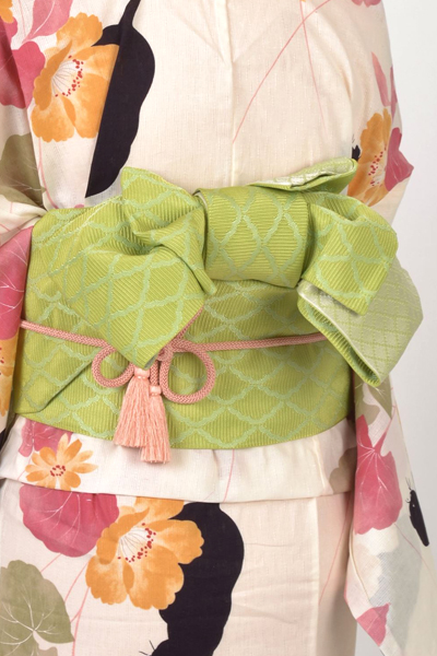 浴衣［bonheur saisons・生成りの猫模様］