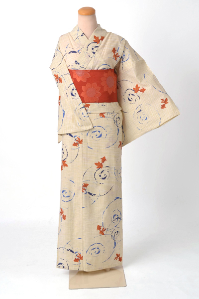 浴衣［涼風・生成りに金魚模様］