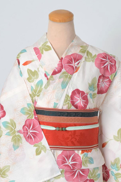 浴衣［生成りに朝顔模様］