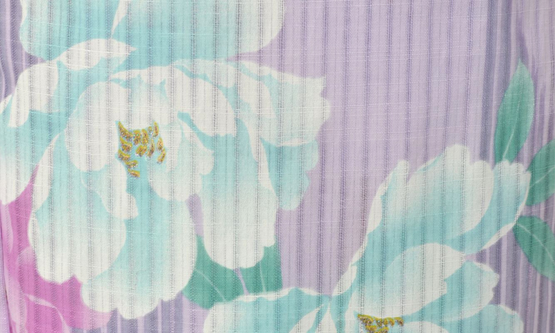 浴衣［viviビンテージ・薄紫地に牡丹模様］