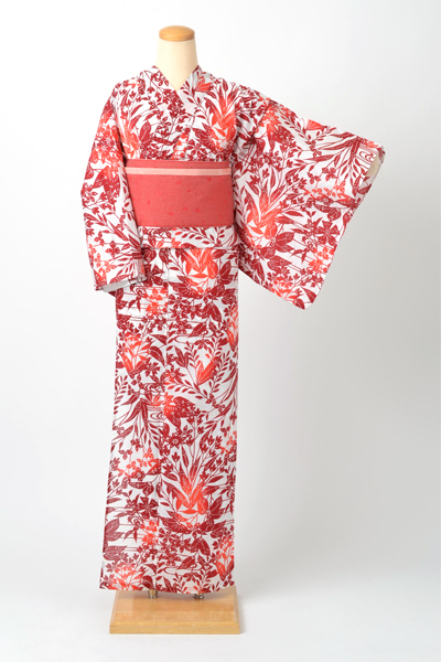 浴衣[白地・草花]