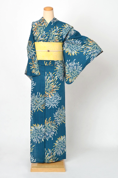 浴衣[緑・花火]