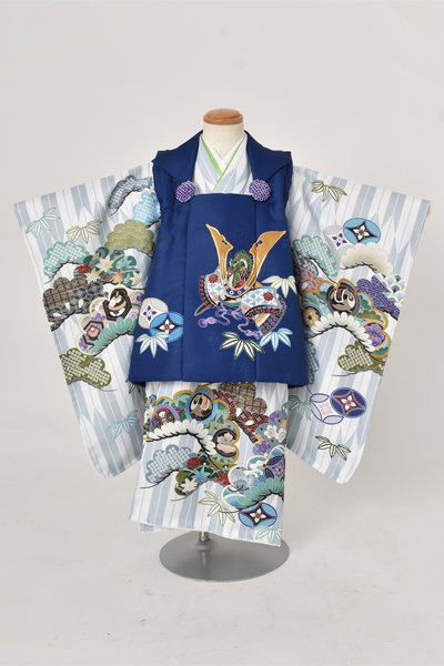 3歳祝着【被布：紺色・長着：薄灰色】