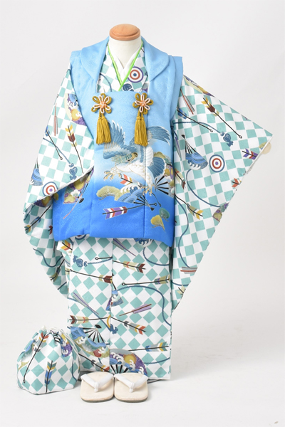 三歳男児祝着【水色地に鷹】