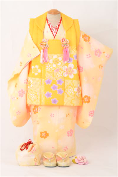 三歳祝着【黄色地に小花】