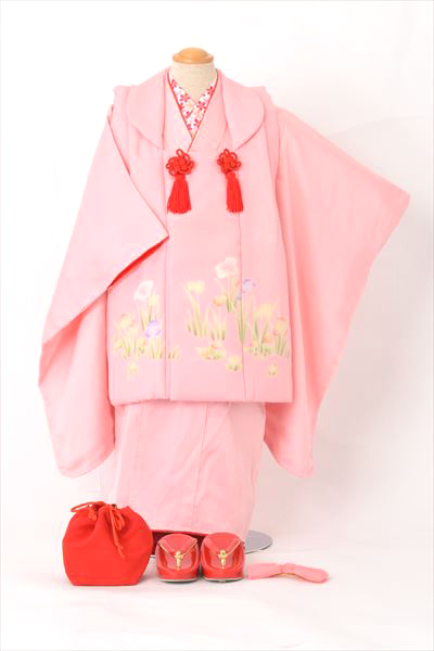 三歳祝着【ピンク地に花】