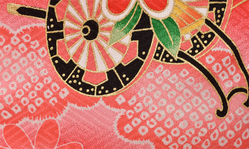 三歳祝着【赤色に花車】