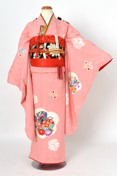 七歳祝着【桜色地に鼓】