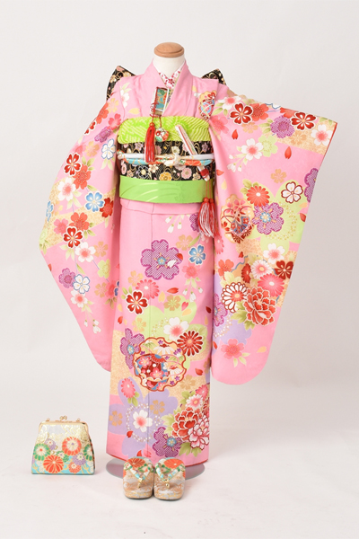 七歳祝着【ピンク地に枝垂れ桜】