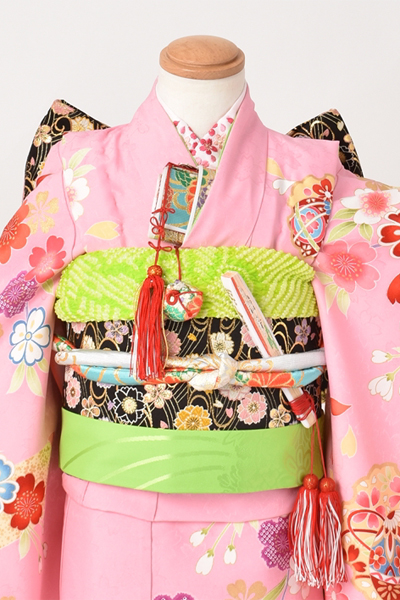 七歳祝着【ピンク地に枝垂れ桜】
