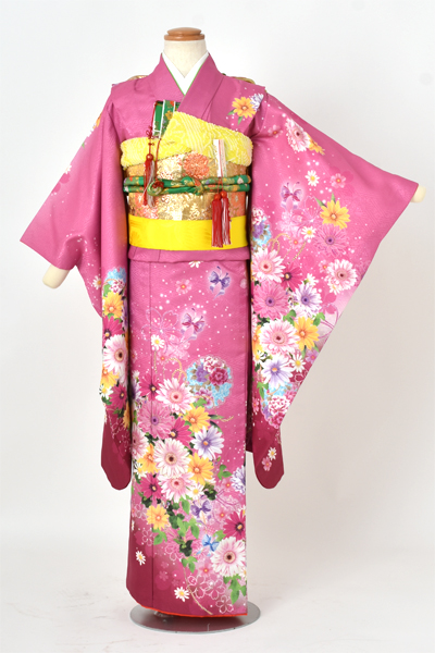 七歳祝着【ローズピンク地にガーベラ】