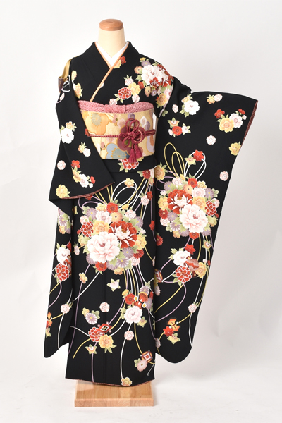 振袖[黒地・花くす玉]