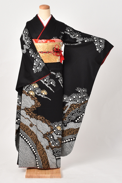 振袖[黒・絞り・松]
