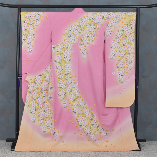 振袖[ピンクと黄のぼかしに桜]