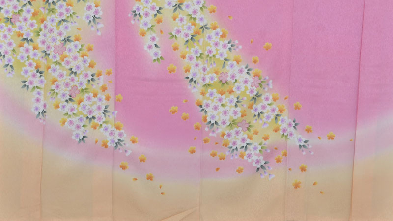 振袖[ピンクと黄のぼかしに桜]