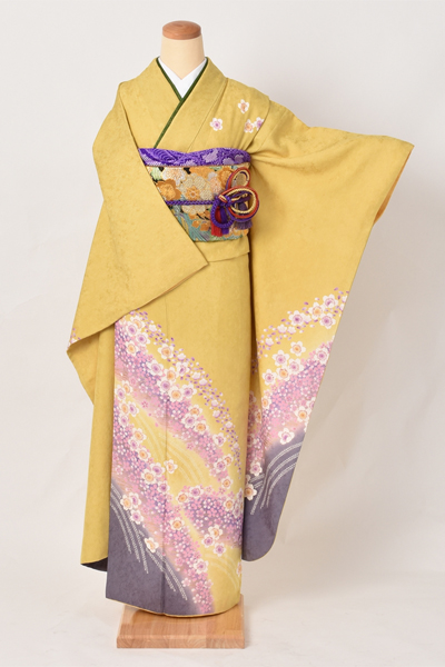 振袖[からし色に桜]