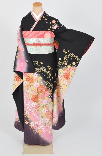 振袖(トールサイズ・黒色地)