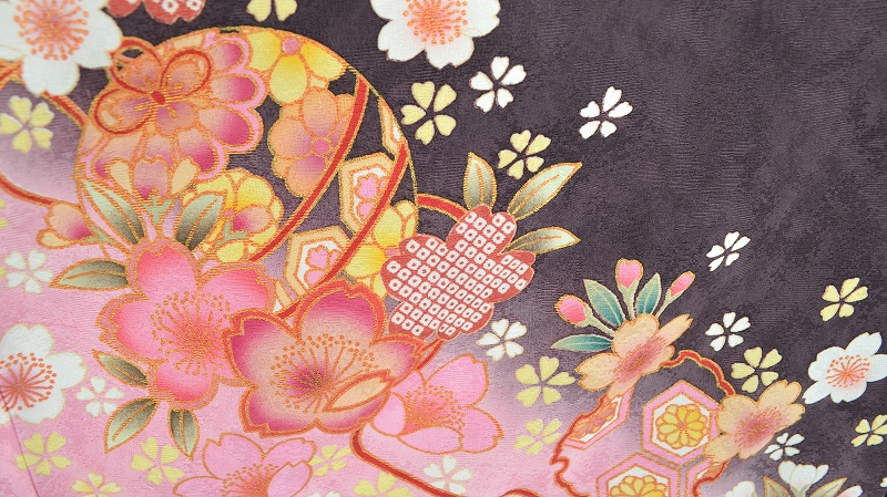 振袖(トールサイズ・茶色地)