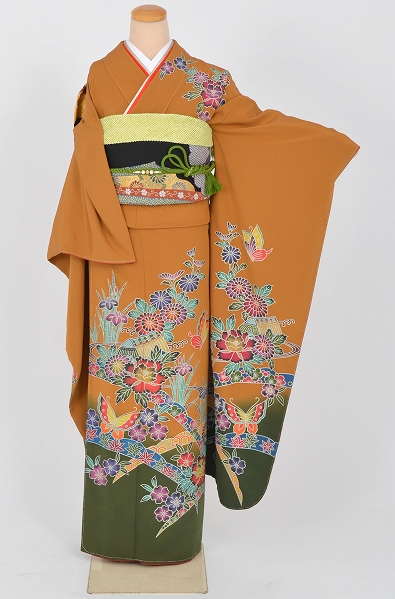 振袖(目にも鮮やかな紅型・からし色)