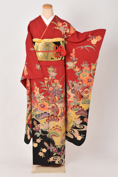 振袖(目にも鮮やかな紅型・彩赤色)