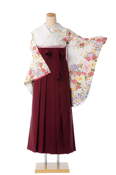 卒業袴[白地に花々]