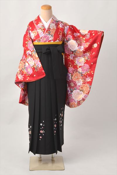 卒業袴[鮮やかな赤地に薔薇]