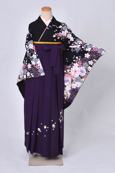 卒業袴[黒地に桜]