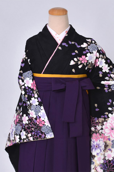 卒業袴[黒地に桜]